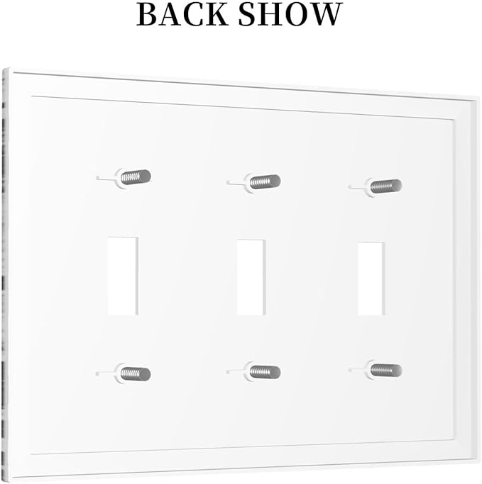 Black White Marble Abstract Luxury Decorative Switch Plates 3 Gang Wall Plate Triple Toggle Light Switch Cover Faceplate Electrical Wall Panels for Bathroom Kitchen Decor