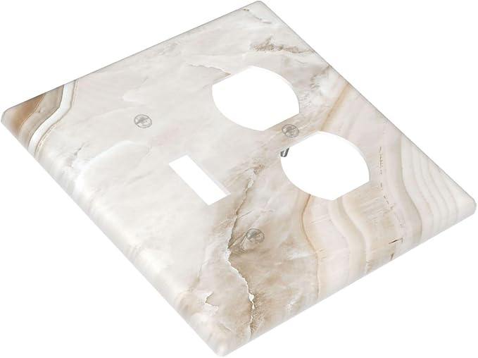 Wallplates Beige Marble Pattern 1 Toggle 1 Duplex Switch Plate Electrical GFCI Faceplate Decorative Light Switch Covers for living Room Bedroom Decor