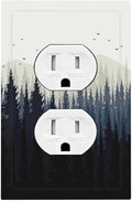 Outlet Covers Forest Pine Tree Mountains Black Bird 1 Gang Duplex Light Switch Cover Decorative Switch Plates Electrical Receptacle Faceplate Wall Plate For Bed Room Farmhouse Decor