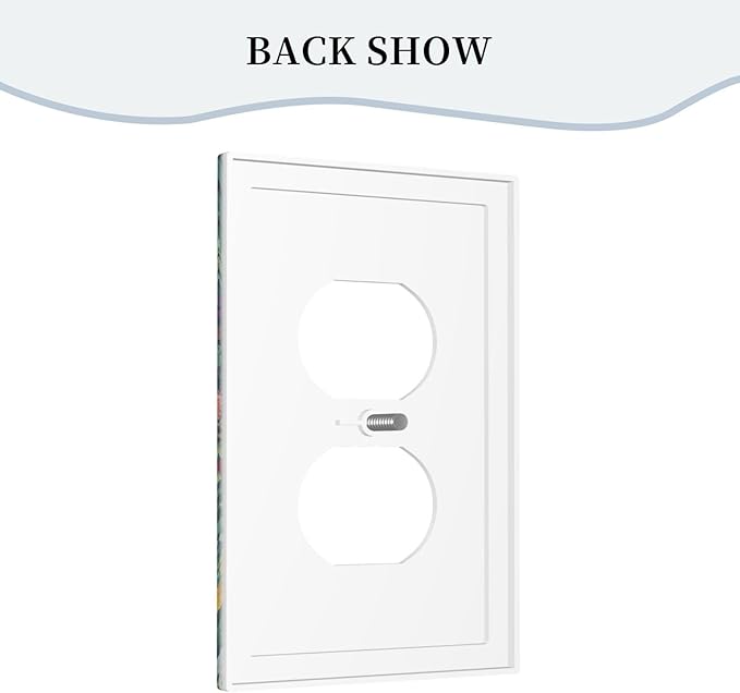 Decorative Outlet Covers with Wildflowers & Stars Botanical Floral Art Design 1 Gang Duplex Light Switch Cover Plate Unique Wall Plates Switchplate Cover for Garden Theme Wall Decor