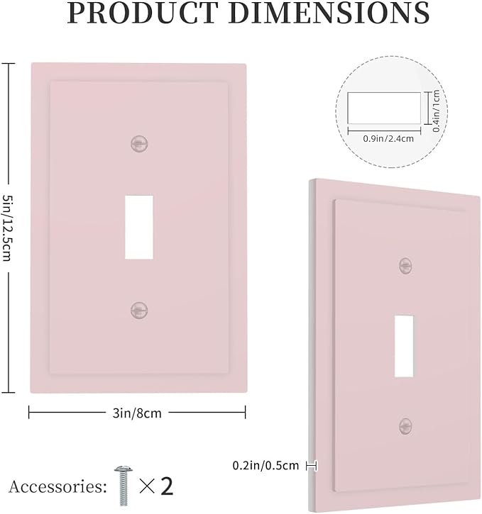 Pink 1 Gang Light Switch Cpver Outlet Covers Decorative Single Toggle Wall Plate Cute Trendy Funky Girl Girly Woman Electrical Switchplate Faceplate