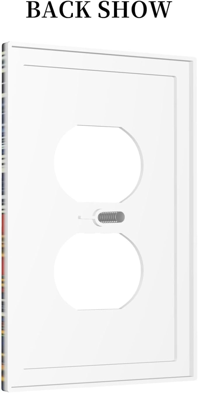 Kitchen Blue/Red Boho Mexican Talavera Tile 1 Gang Duplex Wall Plate Receptacle Outlet Covers Bohemian Moroccan Mosaic Tiles Decorative Electrical Dual Device Light Switch Plug Socket Faceplate Cover