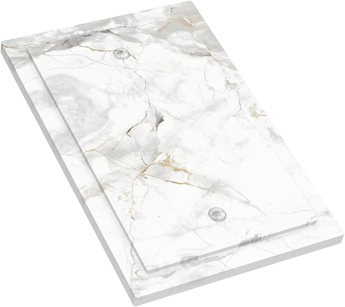 White Marbling Golden Stream Lines Print Light Switch Cover Plate 1 Gang No Device Blank Electrical Wall Plates Faceplate Decorative Switch Plate Covers for Bathroom Kitchen Decor