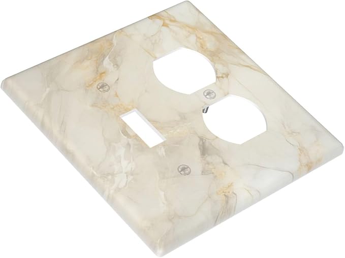Outlet Covers Beige Gold Marble Abstraction Morden Art 2 Gang Decorative Switch Plates 1 Toggle Duplex Combo Light Switch Cover GFCI Socket Cover WallPlates for Kitchen Bathroom Decor