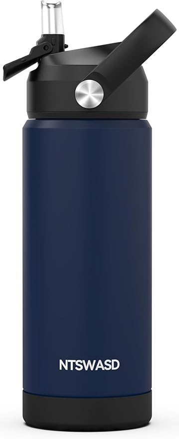 Kids Water Bottle with Straw,18 oz Boys Insulated Cups with Stainless Steel Leak Proof for School Boys Girls,Sport&Travel（Blue）