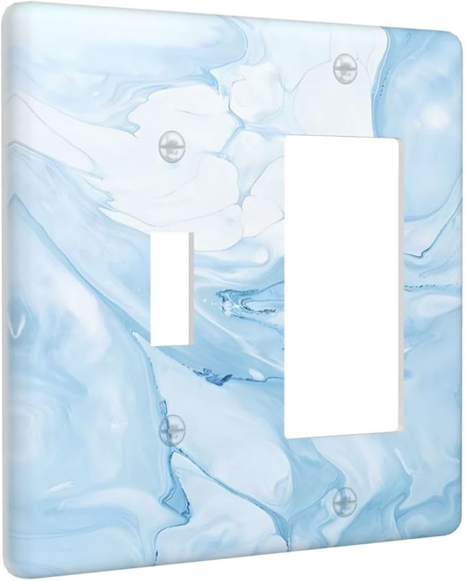 Navy Blue Sea Waves Spilled Ink Marble Simplicity Print Outlet Covers 1 Toggle 1 Rocker Combination Decorative Wall Plate Electrical Switch Plates Light Switch Cover Plate for Bathroom Living Room