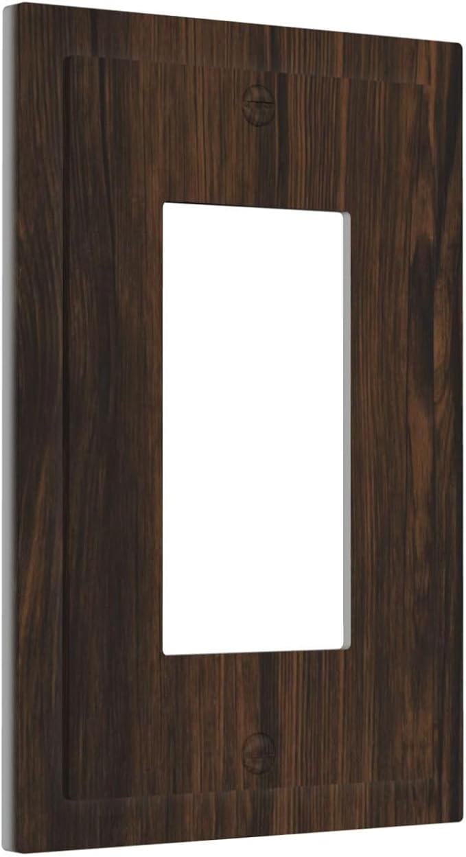 Outlet Covers Dark Brown Wood Grain Rustic Country Single Rocker Light Switch Covers Decorative 1 Gang Gfci Wall Plates Socket Cover Electrical Switch Plate Covers for Farmhouse Home Decor