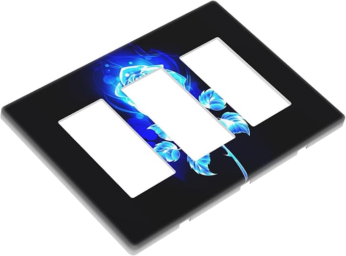 Blue Golden Rose Flower 3 Gang Triple Rocker/Decora Light Switch Wall Plate Cover Decorative Electrical Faceplate Switchplate for Bathroom Living Room Decor