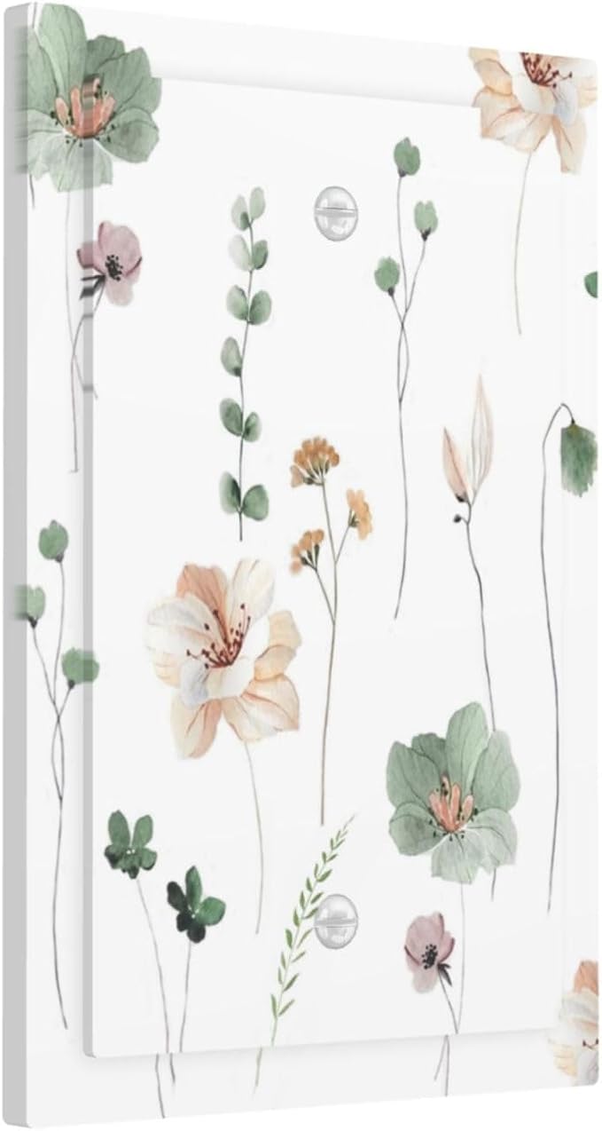 Light Switch Cover Plate Watercolor Floral Botanical Flowers 1 Gang No Device Blank Electrical Wall Plates Faceplate Decorative Switch Plate For Living Room Bed Room Decor
