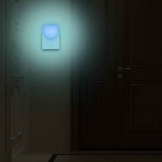 INZU Cute Night Light, Heart Night Light for Kids, LED Nightlight with Auto Dusk to Dawn Sensor, Nightlight Plug into Wall with Soft Warm Light for Bedroom, Nursery, Bathroom, Hallway (Blue)
