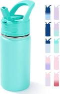 Fijinhom 12oz Kids Water Bottle for School, Toddler Bottles with Straws, Stainless Steel Vacuum Insulated Water Bottle for Boys&Girls, Leak-Proof, BPA-Free, Green