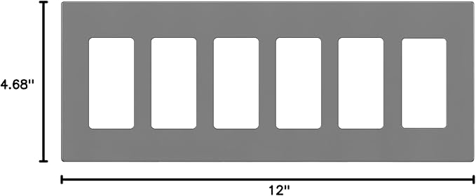 ENERLITES Screwless Decorator Wall Plate Child Safe Outlet Covers, Size 6-Gang 4.68" H x 12.00” L, Unbreakable Polycarbonate Thermoplastic, SI8836-GY, Glossy, Gray