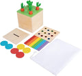 Adena Montessori 3 in 1 Wooden Montessori Play Kit Baby Toys,Includes Matchstick Color Drop Game,Carrot Harvest Game and Coin Box,Learning Toy for Kid 1,2,3 Year Old,Girl Boy Gift for Baby 6-12 Month