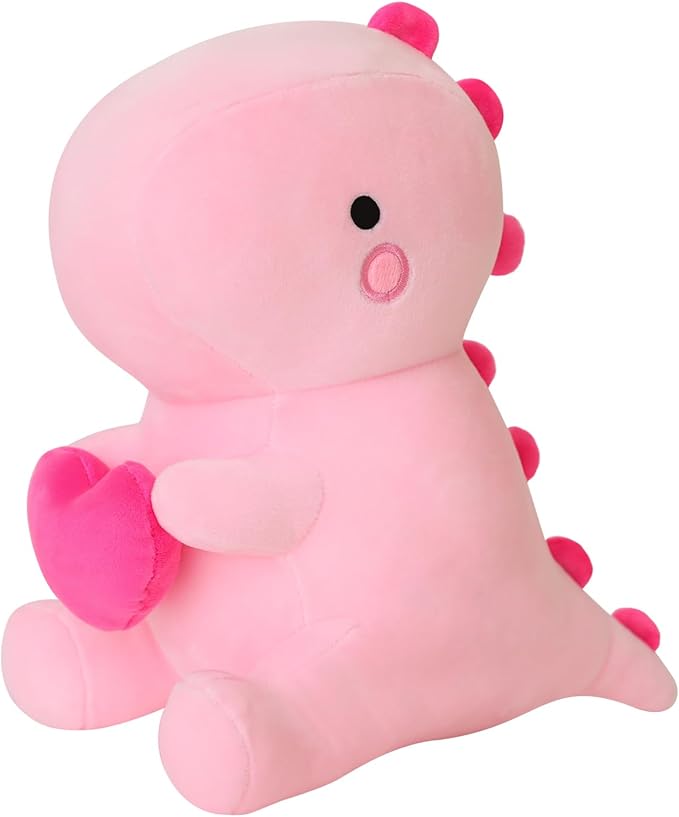 SQEQE Dinosaur Stuffed Animal, Loving Soft Dino Plush Toys with Holding Heart, Sweet Romantic Anniversary Birthday Gift for Her Girls Boys Girlfriend(Pink,20 inch)