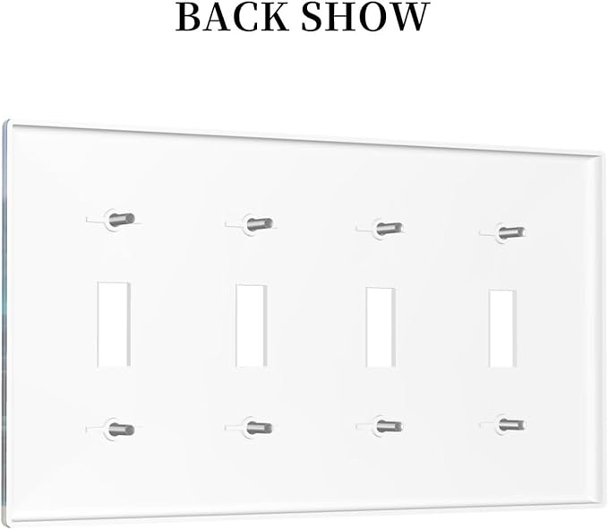 Decorative Light Switch Plate Covers Angry Shark Chased Funny Dog Underwater Sea 4 Gang Wall Plate Switch Cover Plate Quad Toggle Jumbo Electrical Faceplate for Bathroom Decor