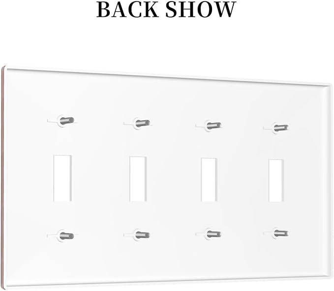 Brown 4 Gang Quad Toggle Light Switch Cover Decorative Electric Decorative Quadruple Device Switch Face Wall Plate Screwless