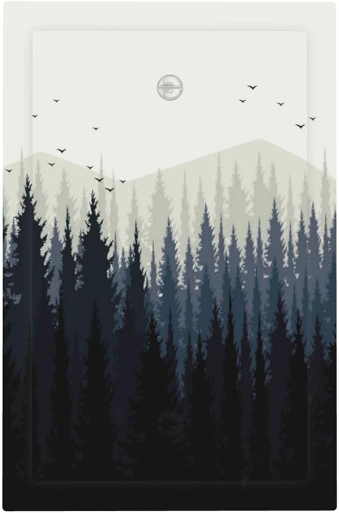 Light Switch Cover Plate Forest Pine Tree Mountains Black Bird 1 Gang No Device Blank Electrical Wall Plates Faceplate Decorative Switch Plate For Bed Room Farmhouse Decor