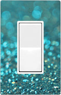 Teal Turquoise Shiny Printed 1-Gang Rocker Wall Plate, Modern Decorative Switch Plate for Bathroom, Kitchen, Vanity & Bedroom