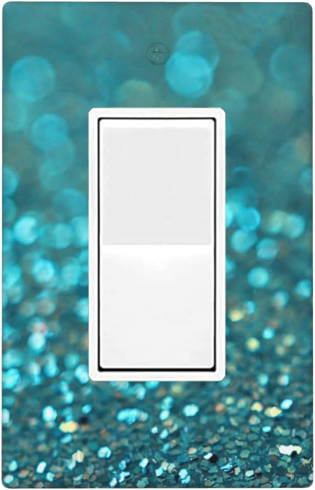 Teal Turquoise Shiny Printed 1-Gang Rocker Wall Plate, Modern Decorative Switch Plate for Bathroom, Kitchen, Vanity & Bedroom