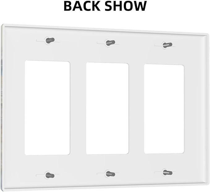 Decorative Art Light Switch Covers Blue and Creamy Floral 3 Gang Triple Rocker Outlet Switch plate GFCI Faceplate GFCI for Home Decor