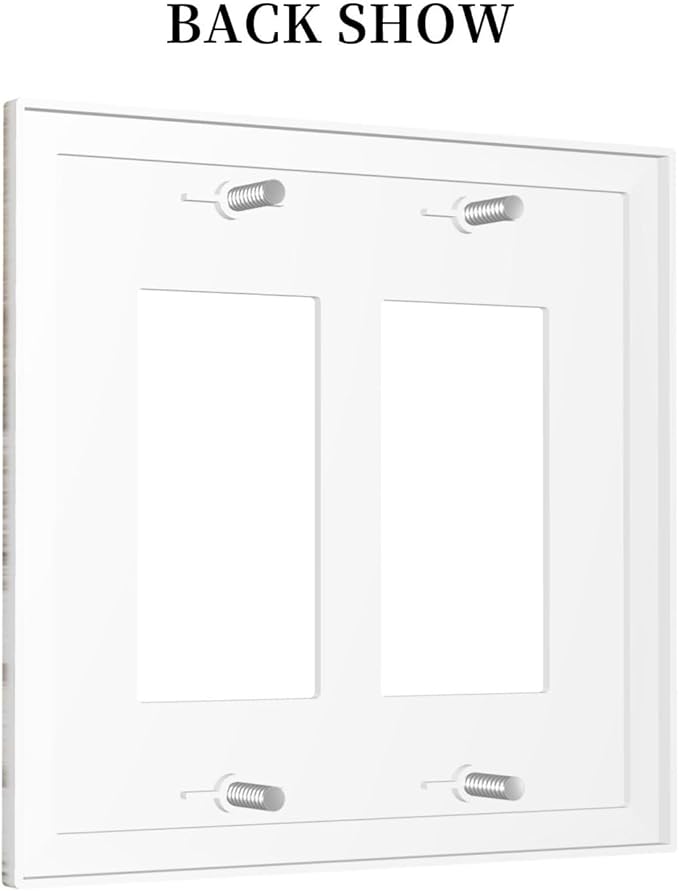 Vintage Light Wood Retro Rustic White Gray Oak Print Decorative Outlet Covers 2 Gang Double GFCI Rocker Electrical Wall Panels Light Switch Cover Plate for Farmhouse Home Decor