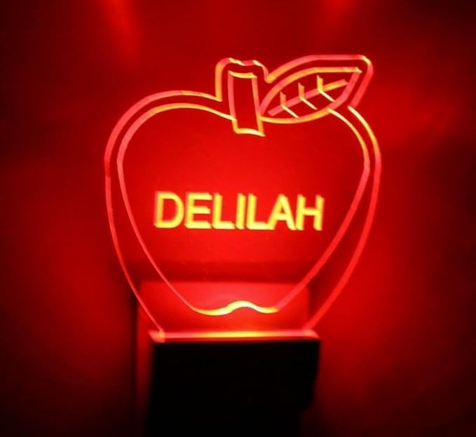 MIRROR MANIA Night Light Multi Color Personalized LED Plug-in, Ultra-Slim Touch Night Light Smart Dusk to Dawn Sensor, Kids Children's Bedroom Kitchen Bathroom Hallway Play Room Variations (Apple)