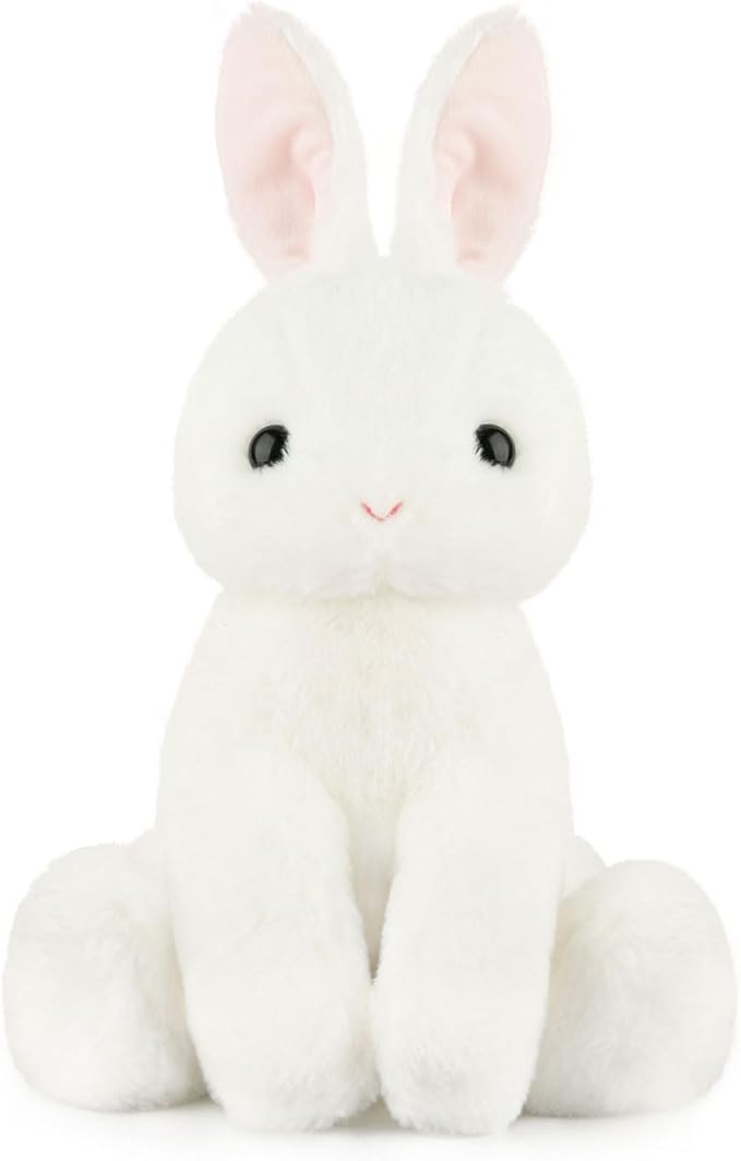 WEIGEDU Rabbit Bunny Stuffed Animals Plush Toys with Pink Ears for Kids Girls Boys Girls Babies Birthday Easter Christmas Bedtime Gifts, Off White