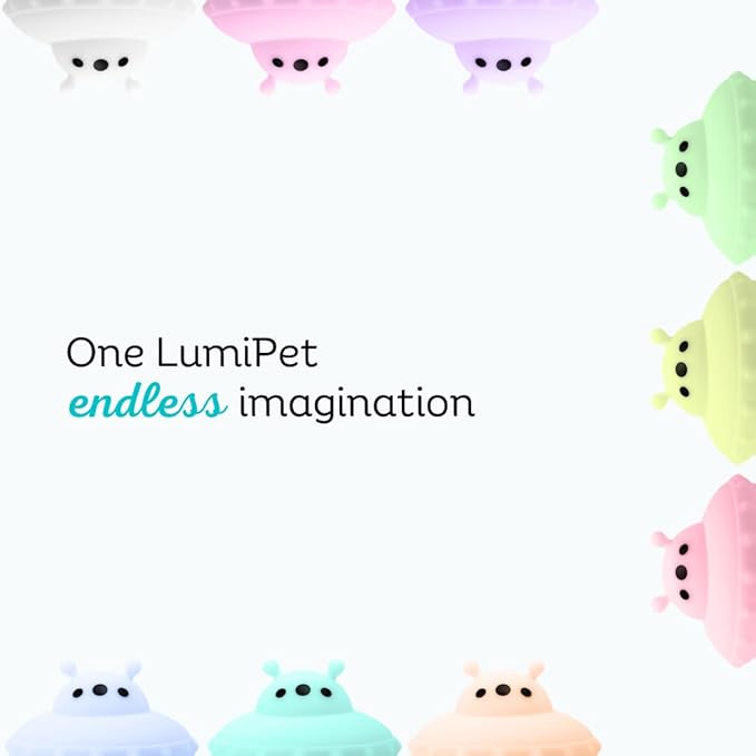 Lumipets UFO Spaceship LED Baby Night Light, Cordless, Touch Control, Soft Silicone Material, 8 Lulling Colors, Portable