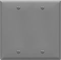 ENERLITES Double Blank Cover Wall Plate, Gloss Finish, Standard Size 2-Gang 4.50" x 4.57", Unbreakable Polycarbonate Thermoplastic, UL Listed, 8802-GY, Gray