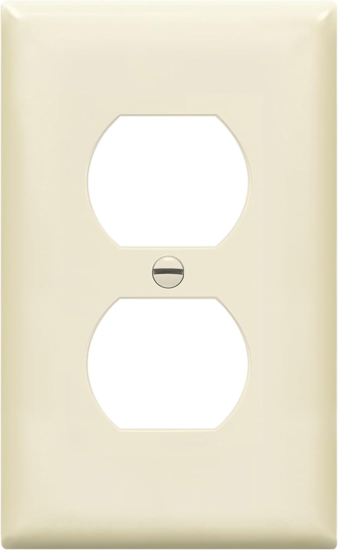 Enerlites 8821-LA Duplex Receptacle Outlet Wall Plate, Standard Size 1-Gang , Polycarbonate Thermoplastic, Light Almond