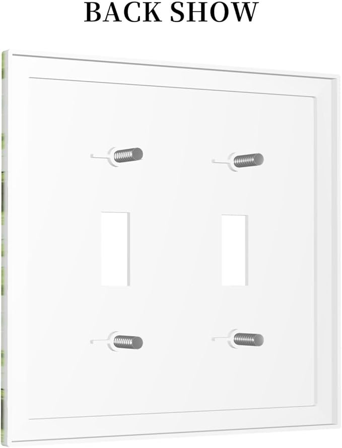 Green Leaves Spring Plant Floral Decorative Switch Plates 2 Gang Double Toggle Outlet Light Switch Cover Wall Plate Electrical Faceplate for Bed Room Living Room Decor