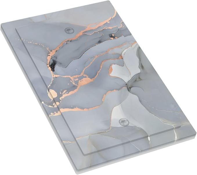 Gray And Gold Marble Abstract Luxury Print Light Switch Cover Plate 1 Gang No Device Blank Electrical Wall Plates Faceplate Decorative Switch Plate Covers for Bathroom Kitchen Bedroom Decor