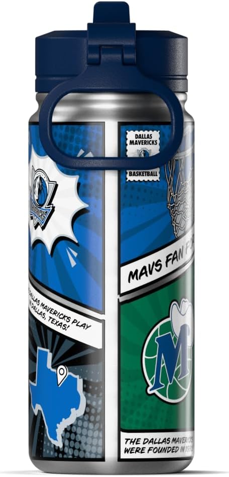 Hydrapeak x NBA Dallas Mavericks 20 oz Stainless Steel Water Bottle, Officially Licensed Double Wall Insulated Sports Bottle with Straw Lid, Reusable Leakproof Gift for Kids & Adults