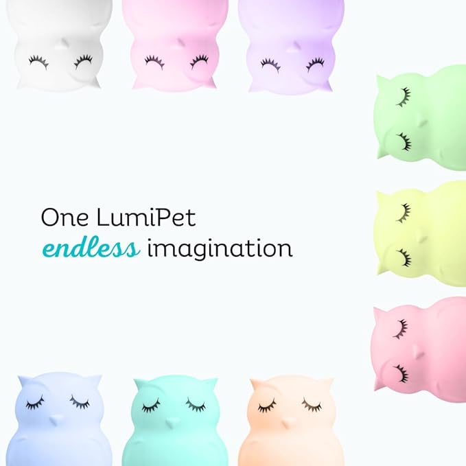 Lumipets Animal Kids Night Light, Junior Owl, Soft and Safe Silicone Rubber Lamp, Soothing Colors, Portable, Easy Control