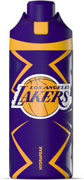 Hydrapeak x NBA Officially Licensed Los Angeles Lakers Oasis 20 oz Insulated Kids Water Bottle, Stainless Steel Water Bottle Kids with Chug Lid, Push Button