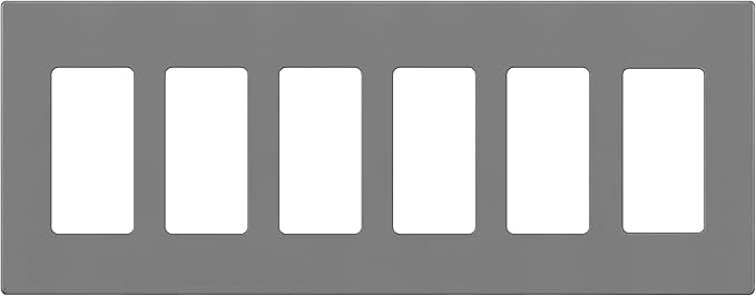 ENERLITES Screwless Decorator Wall Plate Child Safe Outlet Covers, Size 6-Gang 4.68" H x 12.00” L, Unbreakable Polycarbonate Thermoplastic, SI8836-GY, Glossy, Gray