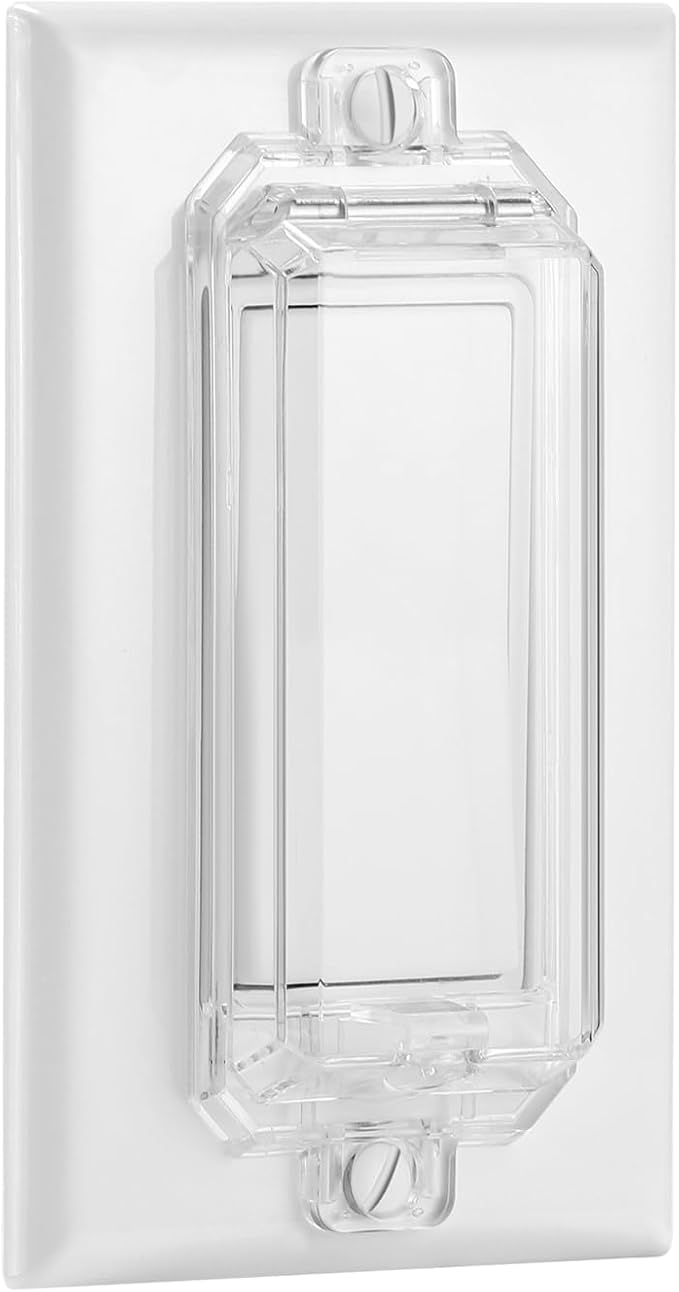 CLYMENE 2 Pack Light Switch Cover Guard, Child Proof Wall Switch Cover Keeps Lights or Switches from Being Accidentally Turned ON or OFF, Rocker Style (Clear)
