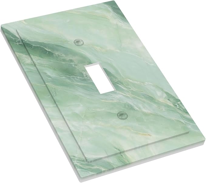 Outlet Covers Green Marble Luxury Abstract 1 Gang Duplex Light Switch Cover Plate Decorative Wall Plates Electrical Switchplate Receptacle for Bathroom Bedroom Decor（2 Pack）