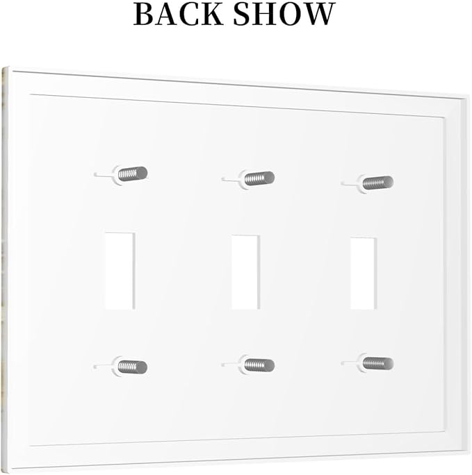 Luxurious White Gold Marble Patterns Abstract Decorative Switch Plates 3 Gang Wall Plate Triple Toggle Light Switch Cover Faceplate Electrical Wall Panels for Bathroom Kitchen Decor