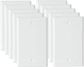 1-Gang Blank Wall Plate Outlet Cover Plate Unbreakable Polycarbonate Thermoplastic Single Blank Faceplate Electrical Receptacle Cover, White, 10 Pack