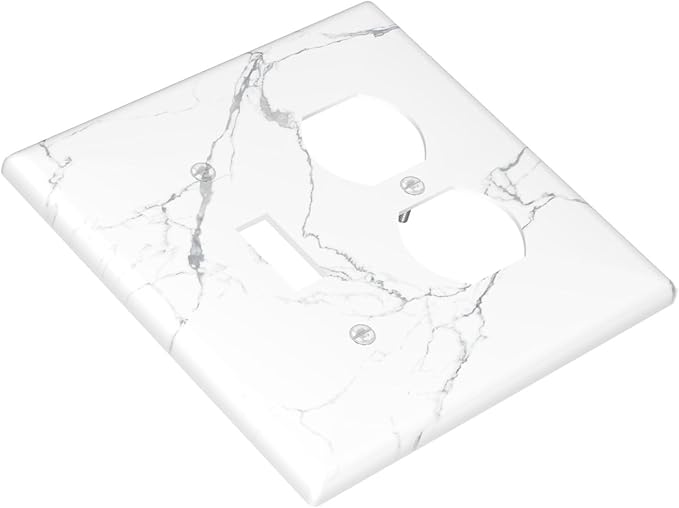 Luxurious White Marble Abstract Print Wallplates 1 Toggle 1 Duplex Switch Plate Electrical GFCI Faceplate Decorative Light Switch Covers for Bathroom Kitchen Bedroom Decor
