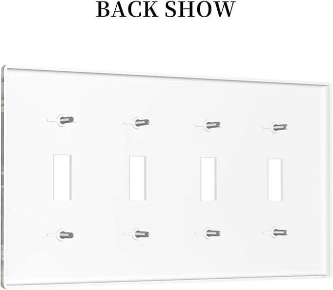 Vintage Flower Leaves Quad Toggle Wall Plates Decorative Butterfly 4 Gang Light Switch Cover Dark Backgrounds Electrical Switchplate Faceplate Butterfly Dimmer Decor for Bedroom Kitchen Bathroom