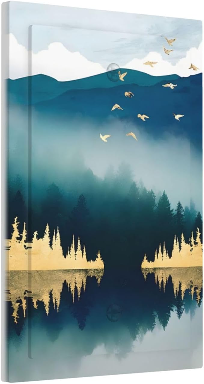 Mountains Landscape Lake Bird Reflection Light Switch Cover Plate 1 Gang No Device Blank Electrical Wall Plates Faceplate Decorative Switch Plate Covers for Bedroom Living Room Decor