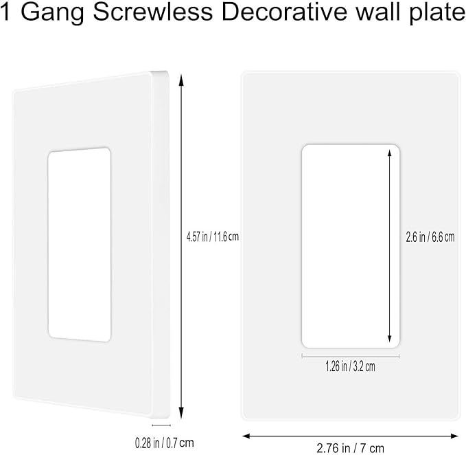 ZEFTV Screwless Decorator Wall Plates 1-Gang Switch Outlet Electrical Cover Plate Unbreakable Thermoplastic Faceplate for Decorative Receptacle Outlet Switch, White (20 Pack)