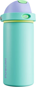 POWCAN 18 oz Insulated Water Bottle: 2-in-1 Push-Button Spout & Quick-Flip Straw, Leakproof, Cold 24Hrs, Fits Car Cup Holder, Stainless Steel Sports Water Bottle, Gift for Women, Girls (Sea Princess)