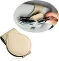 OFBAND Magnetic Sunglass Holder for Car Visor,PU Leather Car Sunglass Holder Organizes Glasses Tickets Cards & Keeps Car Tidy,Universal Car Accessories Interior (Khaki)