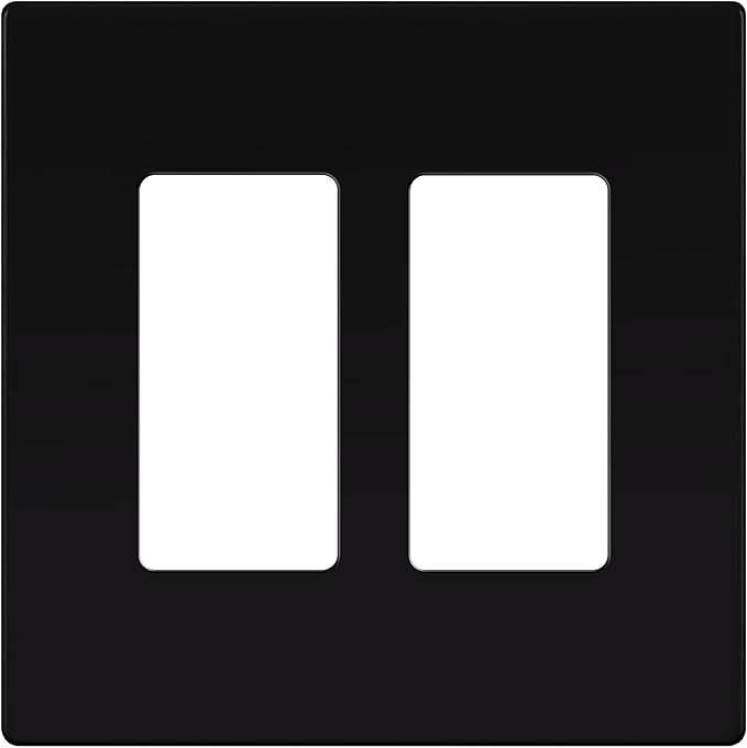 ENERLITES Screwless Decorator Wall Plates Child Safe Outlet Covers, Gloss Finish, Medium Size 2-Gang 4.88" H x 4.92” L, Unbreakable Polycarbonate Thermoplastic, SI8832M-BK, Black