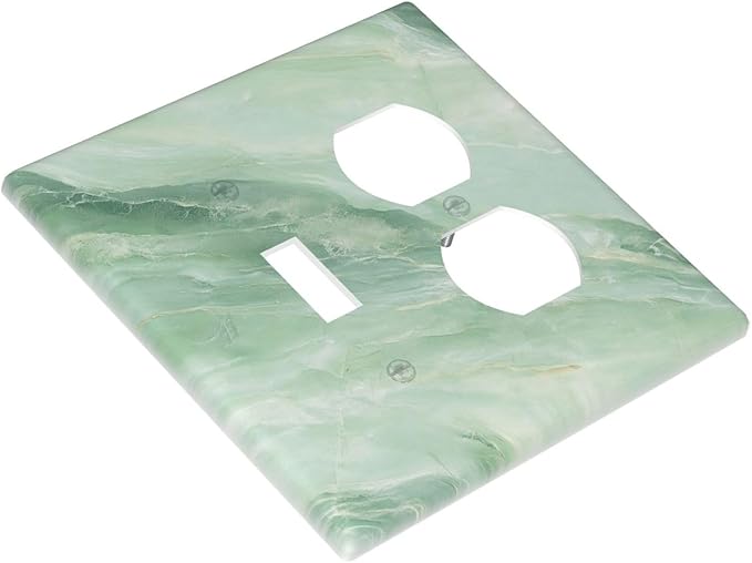 Outlet Covers Green Marble Luxury Abstract 2 Gang Decorative Switch Plates 1 Toggle Duplex Combo Light Switch Cover GFCI Electrical Wall Plates for Bathroom Bedroom Decor
