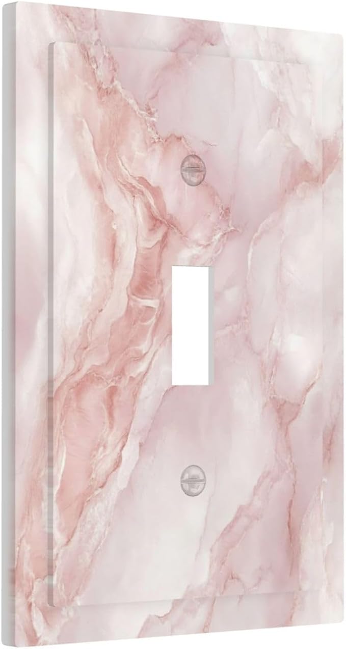 Light Switch Cover Plate Pinkish-White Marble Abstract Luxury Elegant 1 Gang Wall Plate Cover Single Toggle Outlet Covers Decorative Switch Plate Covers Electrical Faceplate for Bathroom Home