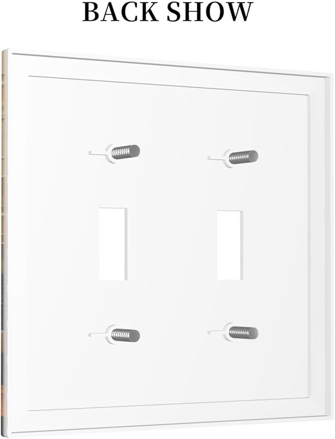 Oil Painting Flower Sunset Butterfly Vintage Rustic Floral Decorative Switch Plates 2 Gang Double Toggle Outlet Light Switch Cover Wall Plate Electrical Faceplate for Bedroom Living Room Decor